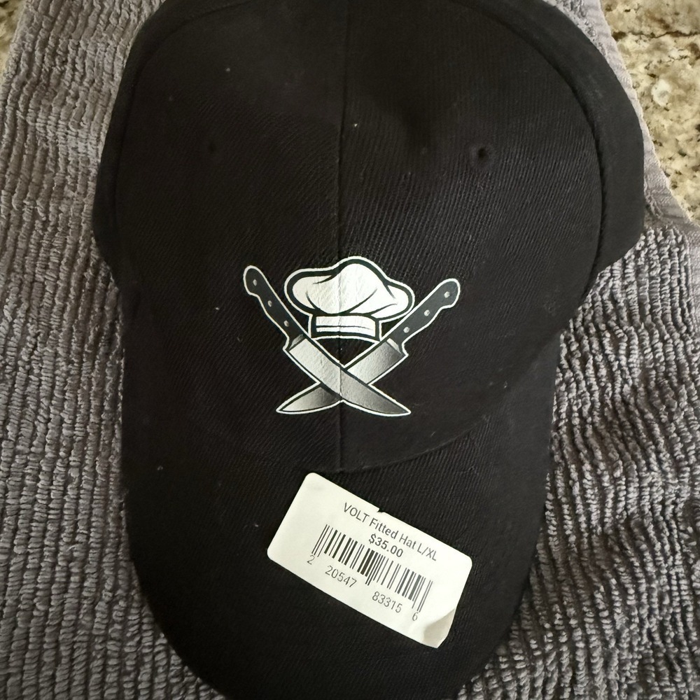 Volt Snapback Men's Hat Chef Hat Knives Cooking Black White L/XL